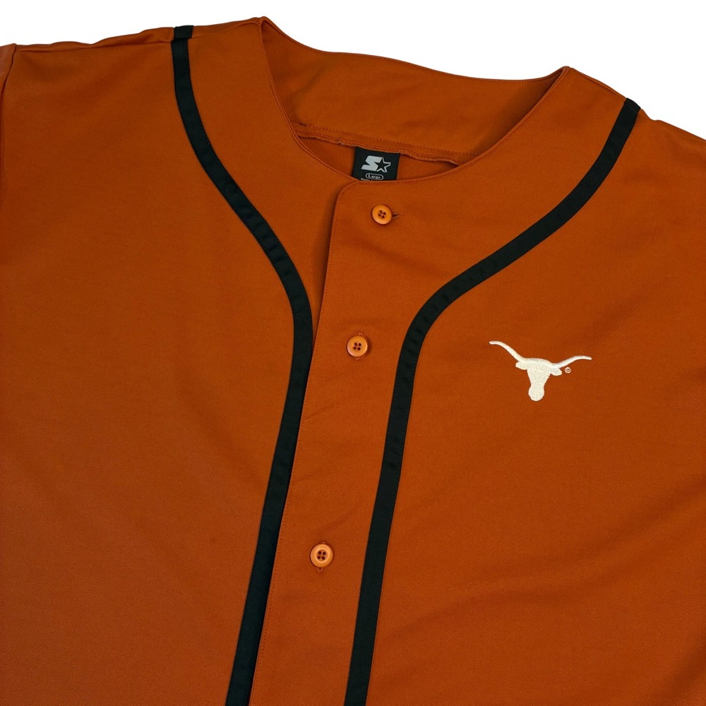Starter Texas Longhorns Baseball Jersey Mens Large Orange Button Up‎ NCAA Shirt